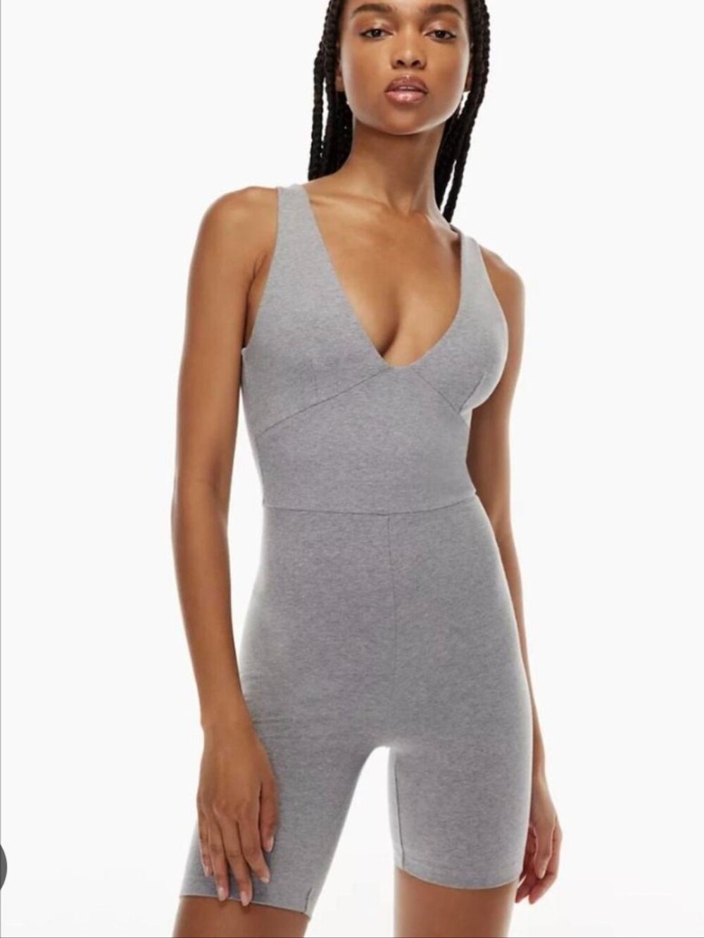 Aritzia Contour Organic Cotton V neck Romper ($78/